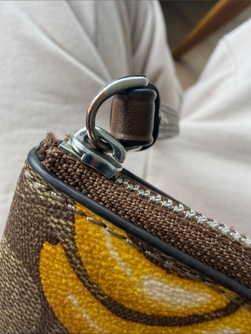 Authentic Coach Corner Zip Wristlet in Signature Canvas with Banana Print - Picture 6 of 6